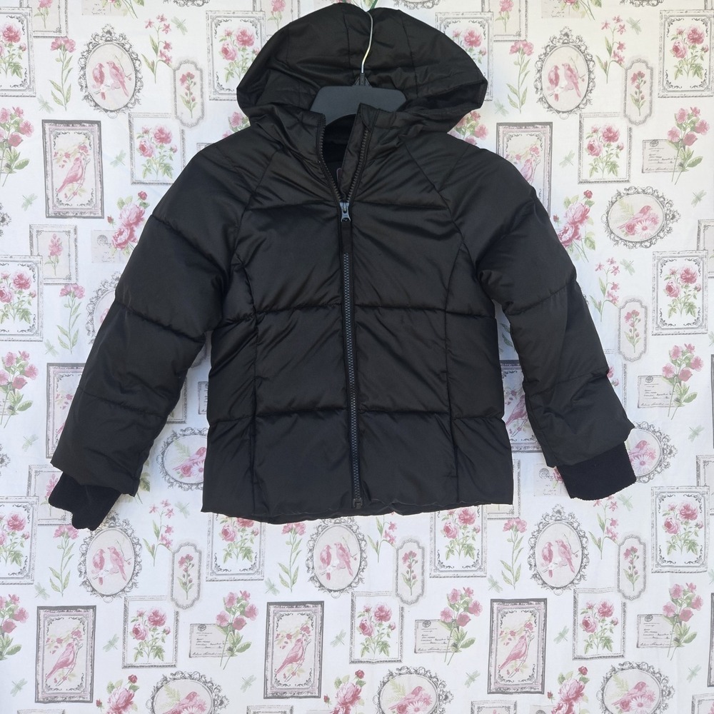 Swiss Tech Kids Black Puffer Jacket S 6-6X Warm Fleece Lined Hooded Winter Coat - Picture 1 of 12